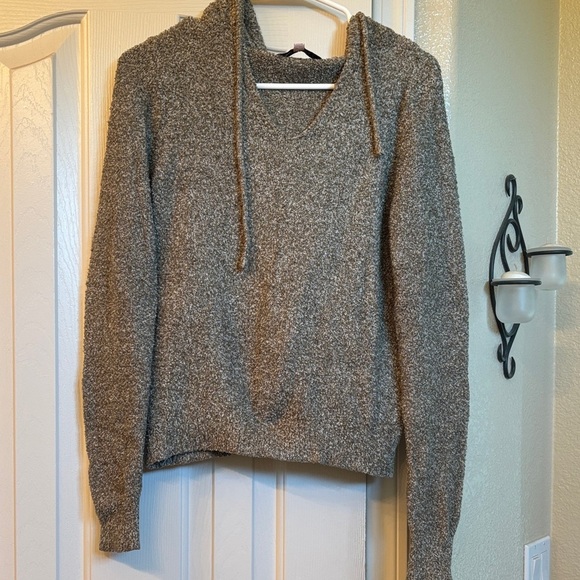 Crave Fame Grayish Green Knit Hoodie Sweater - Picture 1 of 4